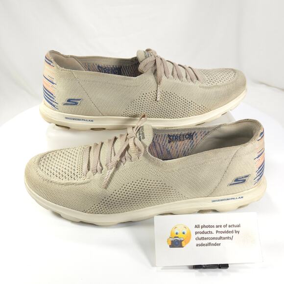 Skechers On The Go Stretch Fit Athletic Running Shoe Womens Size 11 136748 Beige - Picture 5 of 9